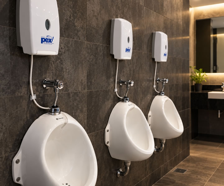 Equipo de desodorización por goteo instalado en un baño